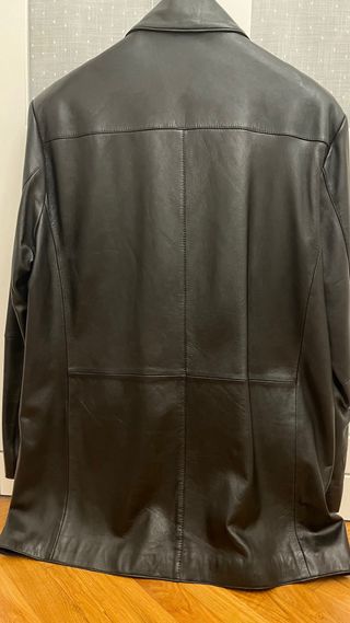 Chaqueta de piel hombre larga negra