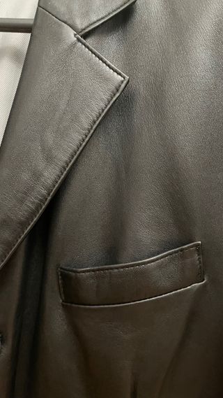 Chaqueta de piel hombre larga negra