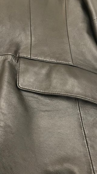 Chaqueta de piel hombre larga negra