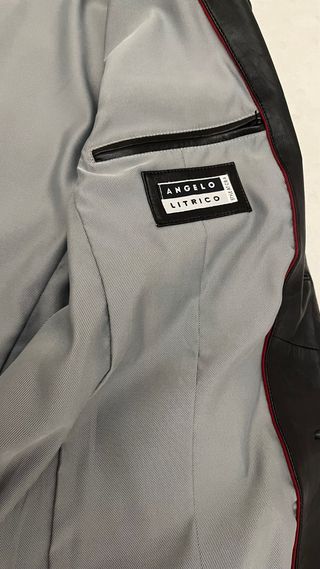 Chaqueta de piel hombre larga negra