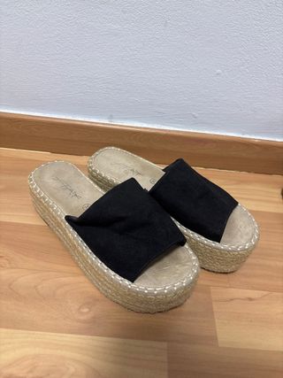Sandalias de plataforma de esparto negras talla 36