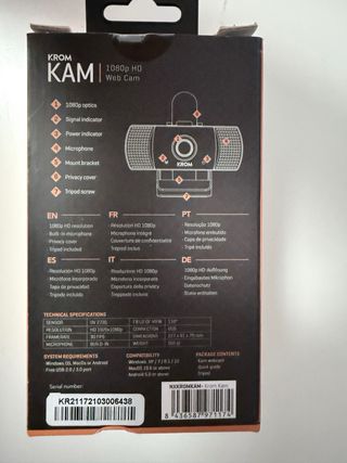 KROM Webcam Full HD 1080p con Micrófono