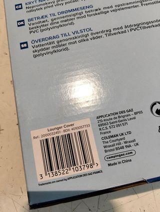 Funda Campingaz para Tumbona 45×200×75 cm PVC Resistente