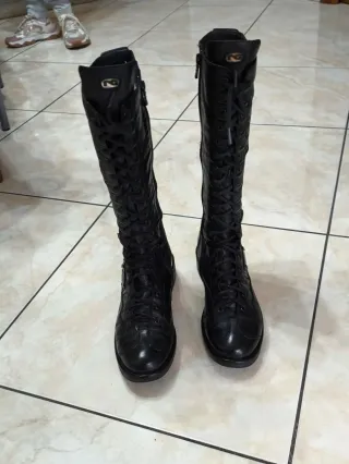 Stivali donna vera pelle nero