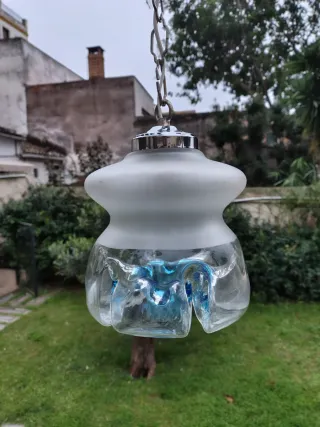 Lampara farol vintage Murano Mazzega azul