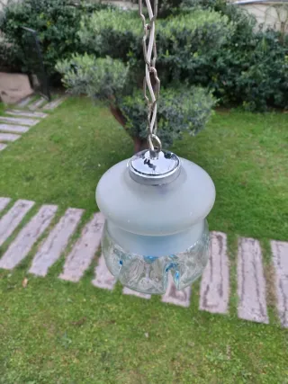 Lampara farol vintage Murano Mazzega azul