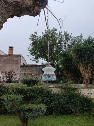 Lampara farol vintage Murano Mazzega azul