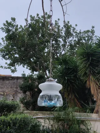 Lampara farol vintage Murano Mazzega azul