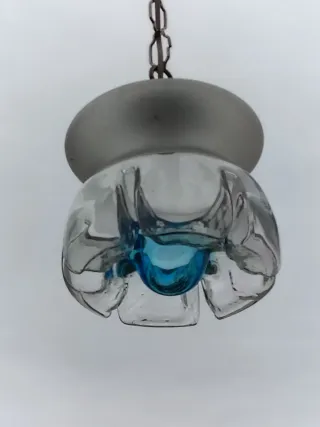 Lampara farol vintage Murano Mazzega azul