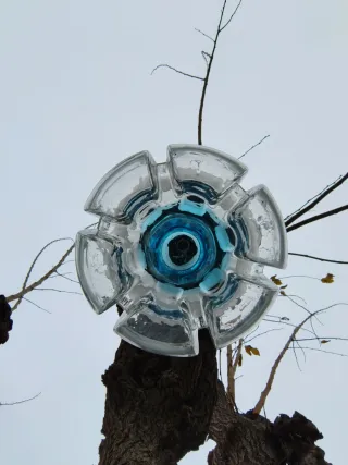 Lampara farol vintage Murano Mazzega azul