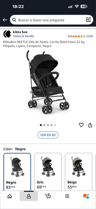 KikkaBoo BEETLE Silla de Paseo Bebé