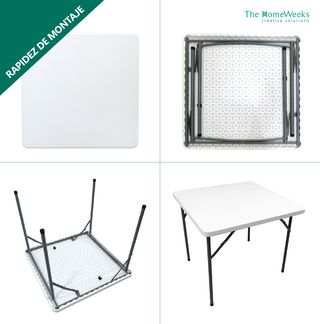 Mesa cuadrada plegable blanca 90x90
