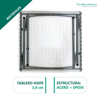 Mesa cuadrada plegable blanca 90x90