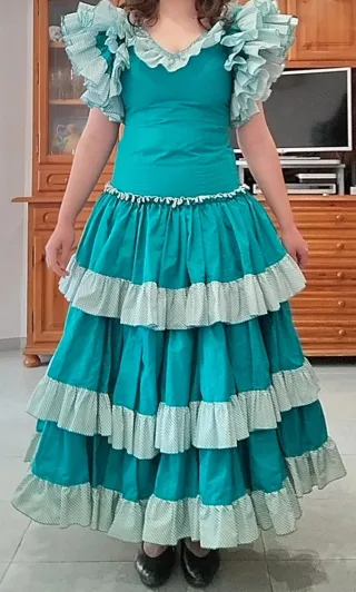 Vestido Sevillana Azul Verdoso