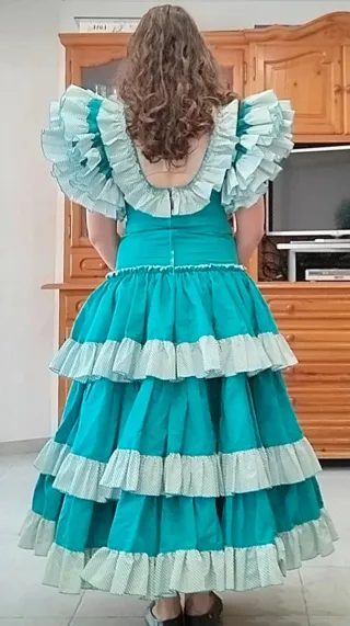 Vestido Sevillana Azul Verdoso
