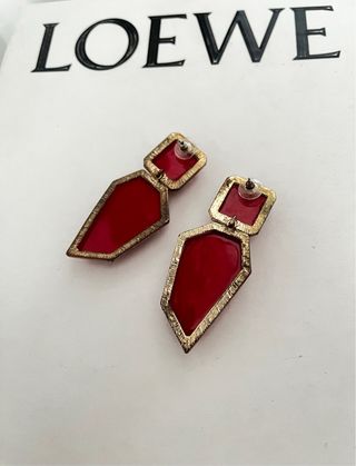 Pendientes Maxi Geométricos Zara Rojos Nuevos