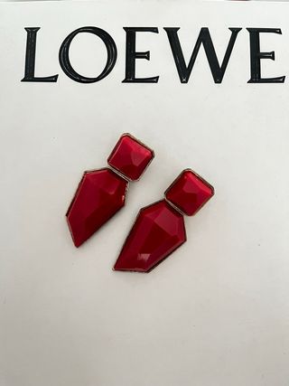 Pendientes Maxi Geométricos Zara Rojos Nuevos
