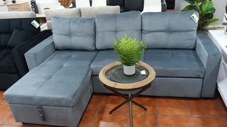 Sofá Chaise Longue Gris Cama Arcón