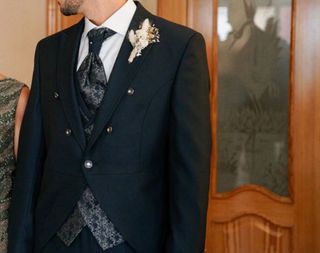 Traje de Novio Roberto Vicentti Negro/Plata