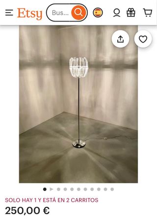 Lámpara de pie diseño cristal y metal