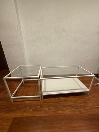 Mesa de centro cristal y metal