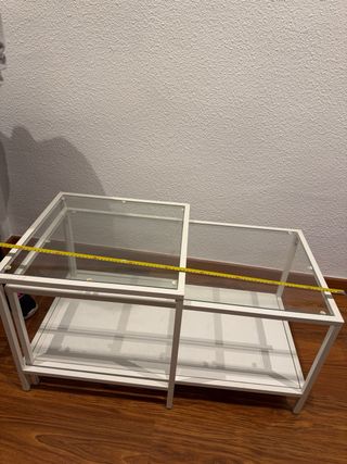 Mesa de centro cristal y metal