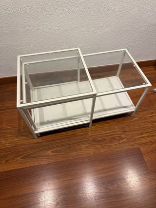 Mesa de centro cristal y metal