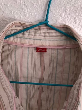 Camisa blanca rayas rosa y azul