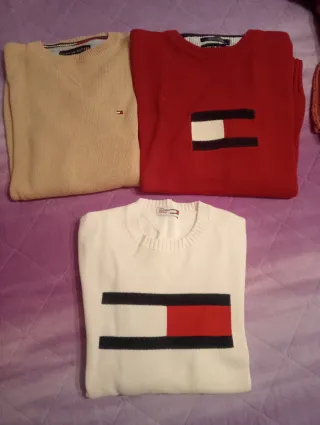3 Maglioni Tommy Hilfiger Tg M bianco rosso beige