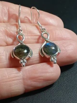 Pendientes Plata Ley Labradorita Azul