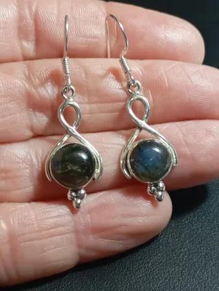 Pendientes Plata Ley Labradorita Azul
