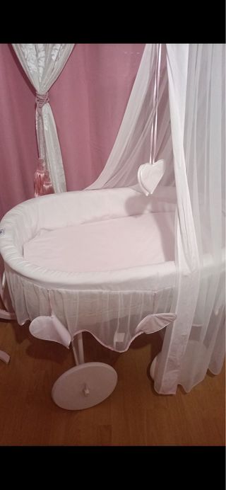 Mini Cuna Rosa con Dosel