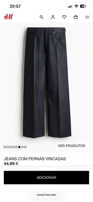 Calças H&M Azuis Escuras Vincadas