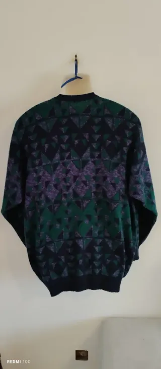 Cardigan Vintage Uomo Verde Viola