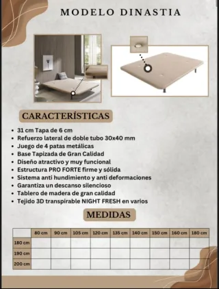 Base tapizada beige tela