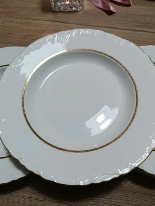 Set 5 piatti fondi porcellana Thun oro