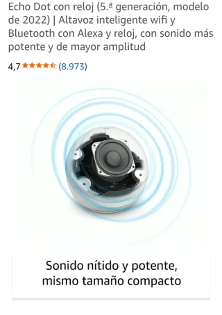 Echo Dot 5ª Gen con Reloj Gris/Blanco