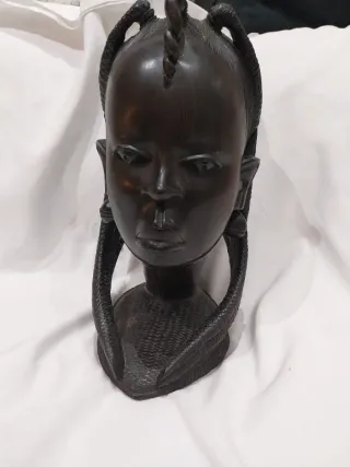 Escultura de arte africano cabeza dd ébano.