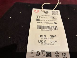 Falda negra con brillos talla 6-7 122cm