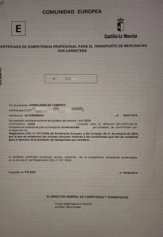 Título transportista mercancias