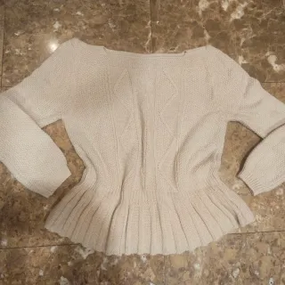 Jersey algodón cuello barco beige