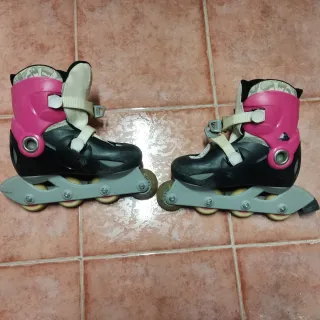 Patines Oxelo niña rosa y negro talla 32-34