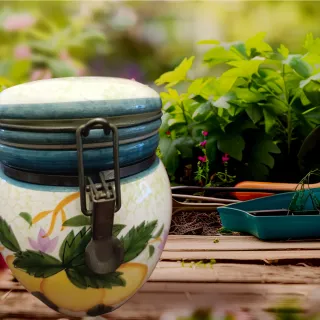 Barattolo ceramica con limoni