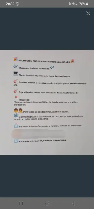 Clases de guitarra y piano