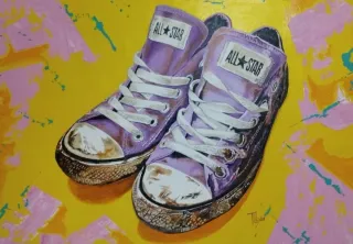 Obra de arte: Zapatillas All Star moradas