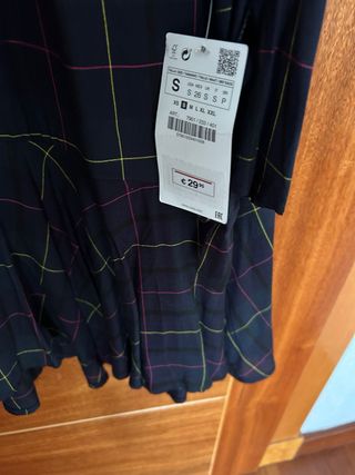 Vestido Zara cuadros azul marino talla S