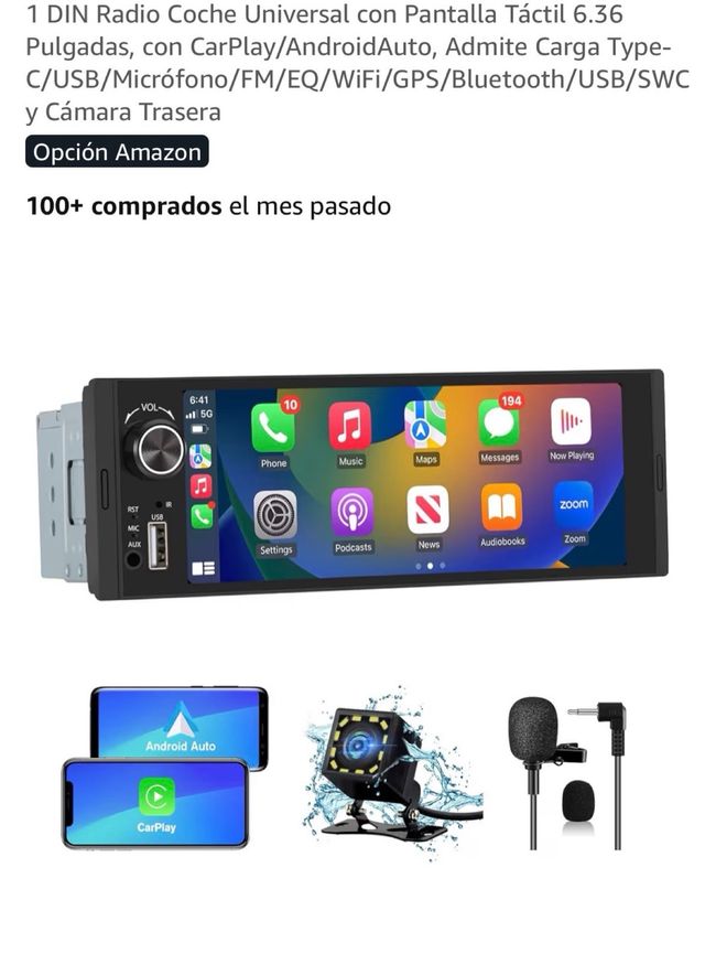 Radio Coche universal con pantalla tactil 6.36pulg