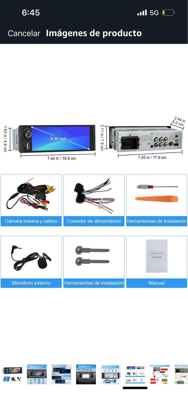 Radio Coche universal con pantalla tactil 6.36pulg