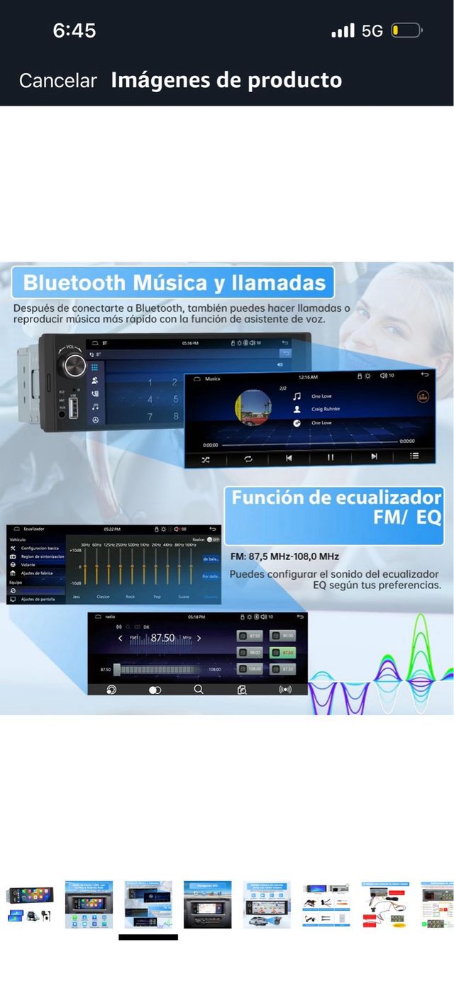 Radio Coche universal con pantalla tactil 6.36pulg