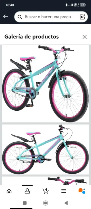 Bicicleta Niña 24 Turquesa y Rosa Marca bikestar.